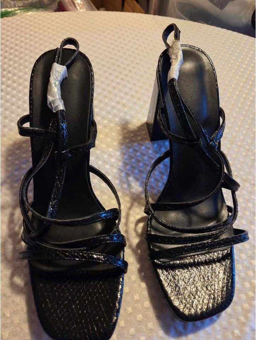 Black Strappy Block Heel Sandals Size 40 or 9-9.5 [COPY]